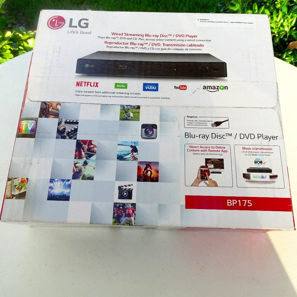 BP175  LG Wired Streaming Blu-ray/DVD Player Factory Sealed!